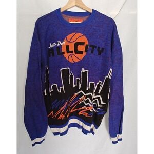 Just Don All City Basketball Sweater Static Blue Purple Orange Black Skyline L